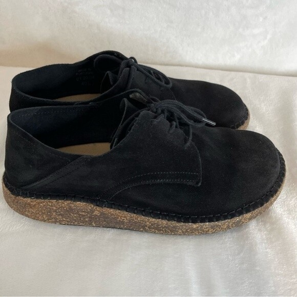 BIRKENSTOCK Gary Black Suede Leather Lace Up Flats Shoes Size 40 - Picture 7 of 16